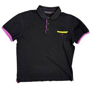 Trussardi Jeans Short Sleeve Polo Shirt Mesh Black Cotton XL